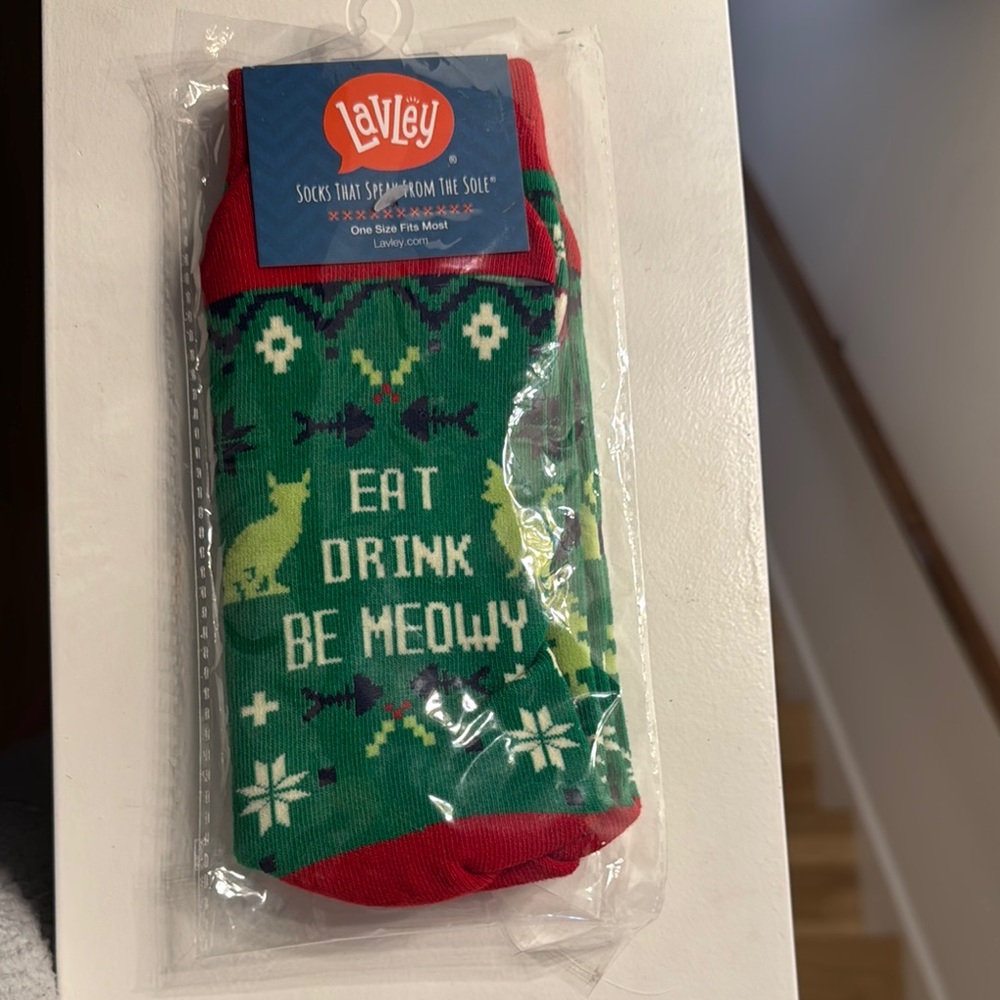 funny cat Christmas socks